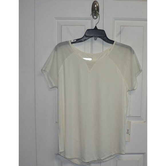 Another Love Women's Mesh Sleeve Athletic Sports Tee in Ivory Small MSRP $34 - Picture 1 of 4